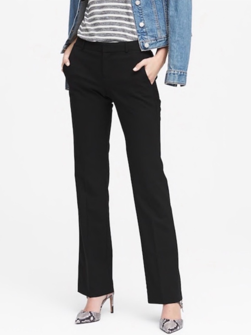 Banana Republic Black Logan Fit Machine Washable Italian Wool Travel Dress Pant